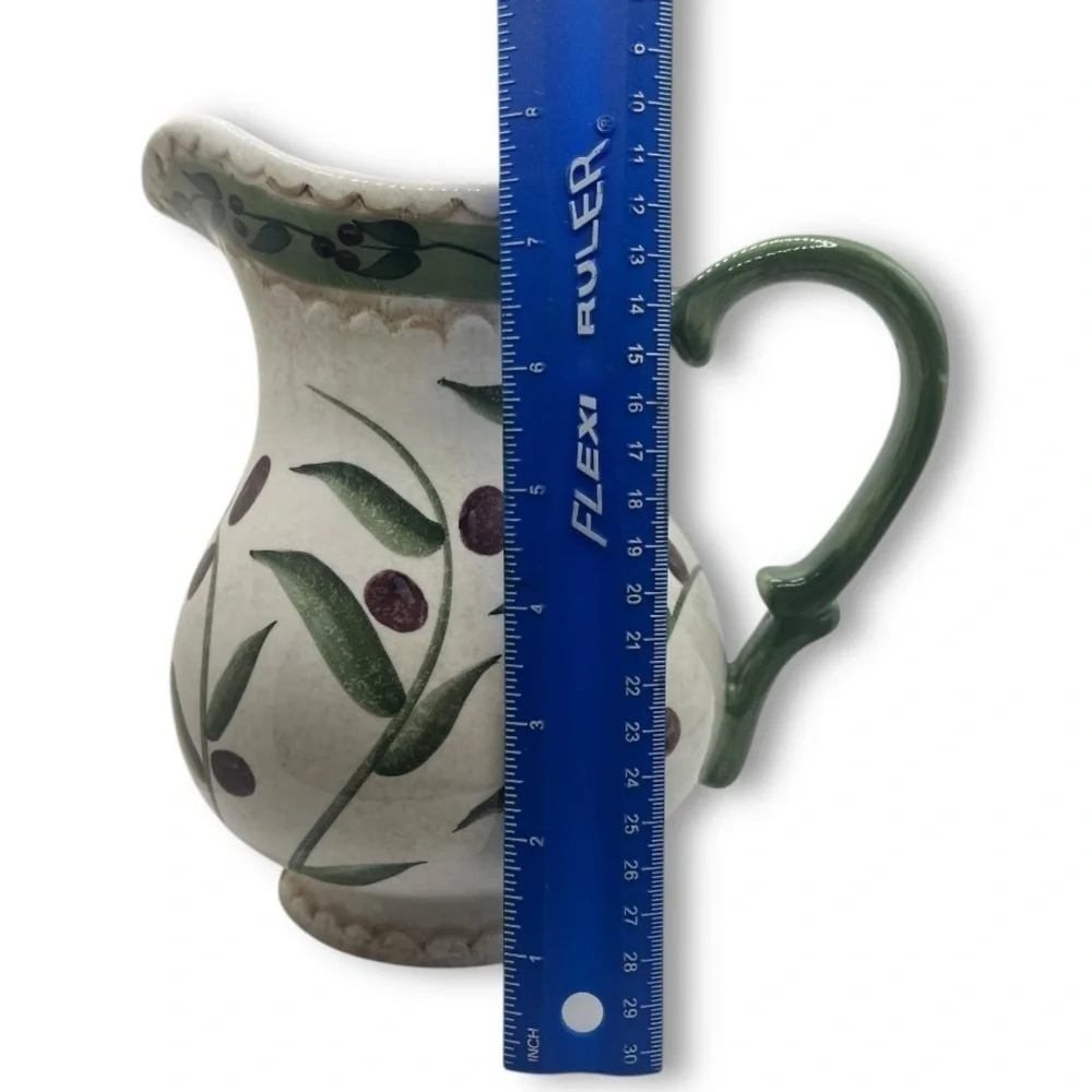 Oliveto by Oneida Vintage Stoneware Hand painted Pitcher & 11” Platter/Plate